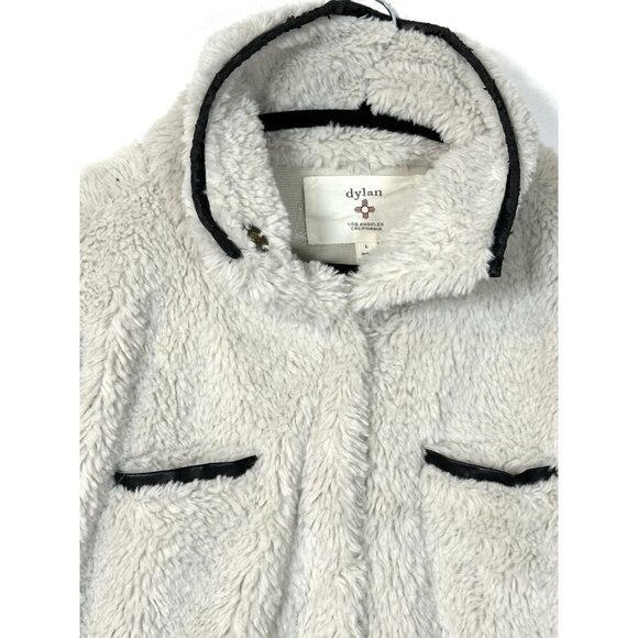 Dylan Clothing Los Angeles Womens Jacket Soft Faux Fur Snap Large Cream‎ Glam - Picture 2 of 12